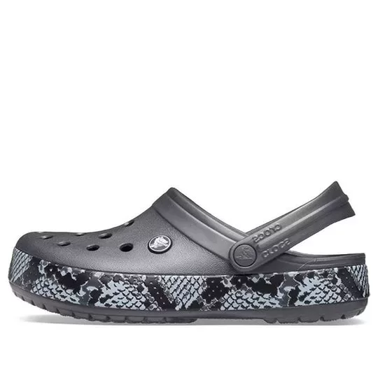 (WMNS) Crocs Sandálias Snake Pattern Grafite Preta