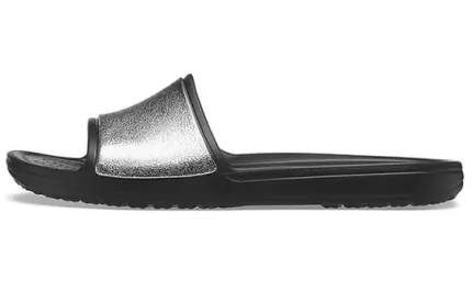 (WMNS) Crocs Sloane Shine Low Slide Flat Casual Black Silver Chinelos ‘Black Silver’