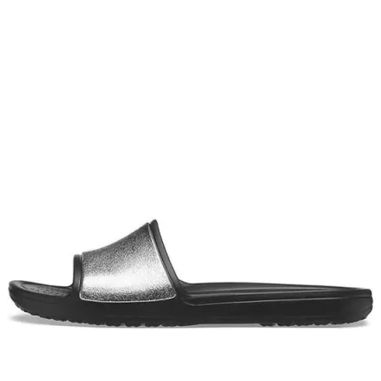 (WMNS) Crocs Sloane Shine Low Slide Flat Casual Black Silver Chinelos ‘Black Silver’