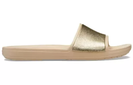 (WMNS) Crocs Sloane Shine Low Slide Minimalista Casual Flat Brown Gold Color Chinelos ‘Brown Gold’