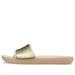 (WMNS) Crocs Sloane Shine Low Slide Minimalista Casual Flat Brown Gold Color Chinelos ‘Brown Gold’