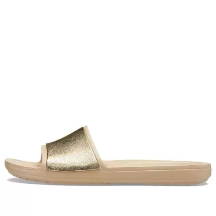 (WMNS) Crocs Sloane Shine Low Slide Minimalista Casual Flat Brown Gold Color Chinelos ‘Brown Gold’
