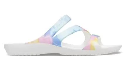 (WMNS) Crocs Swiftwater Crocs Sandálias Casual Multi-Color Tie Dye ‘White’