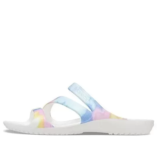 (WMNS) Crocs Swiftwater Crocs Sandálias Casual Multi-Color Tie Dye ‘White’