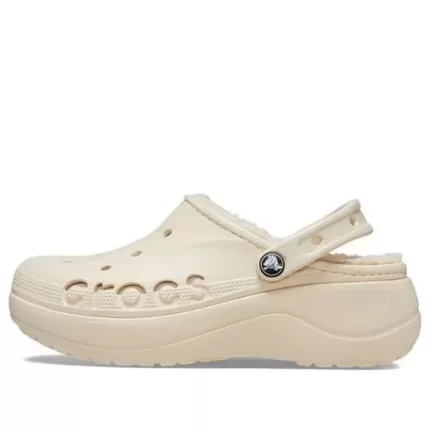 (WMNS) Crocs Tamanco forrado com plataforma Baya ‘Bege’
