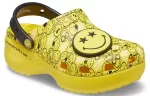 (WMNS) Crocs X Smiley Classic Tamanco Sola Grossa Rosto Sorridente nuvens Sandálias Amarelo Preto