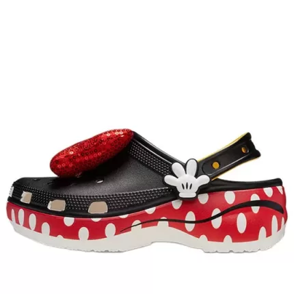 (WMNS) Crocs x Minnie Mouse Classic Plataforma Clogs ‘Preto Vermelho Branco’