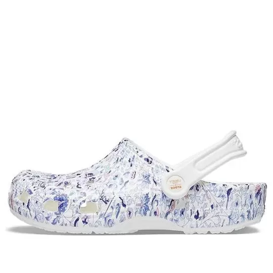 (WMNS) Liberty London x Crocs Classic Clog Beach Flowers Sandálias Brancas